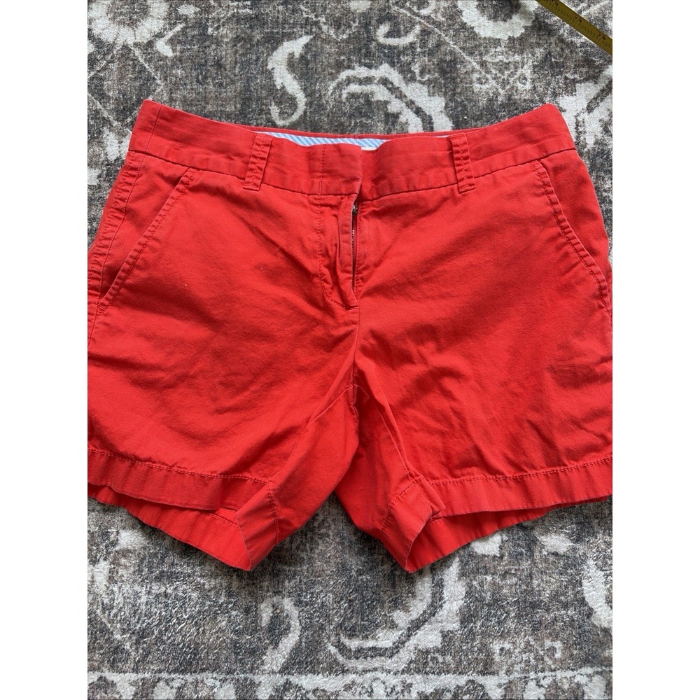 J Crew Size 0 Red Coral 100% Cotton Chino Short Shorts w Back Pockets